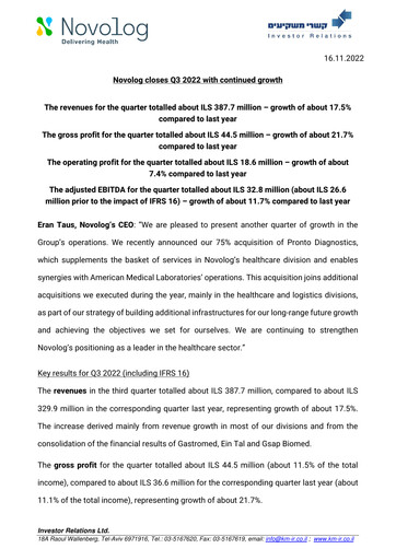 Vorschaubild Novolog Quartalsbericht 2022-q3