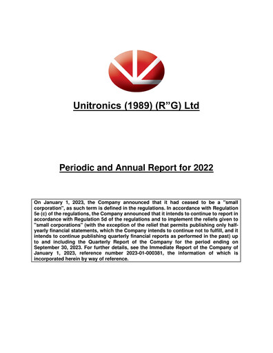 Miniature Unitronics Rapport annuel 2022