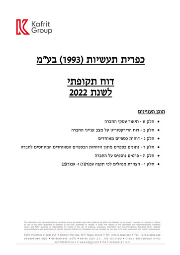 Miniature Kafrit Industries Rapport annuel 2022