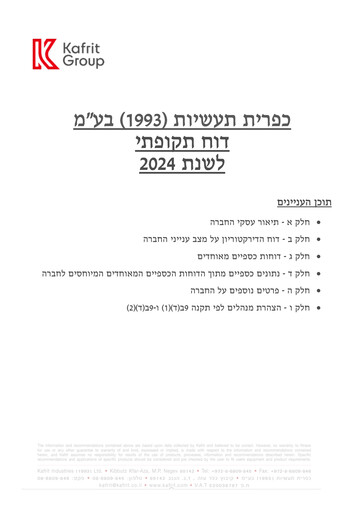 Miniature Kafrit Industries Rapport annuel 2024