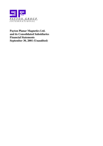 Miniature Payton Industries Bilan financier 2001-9m