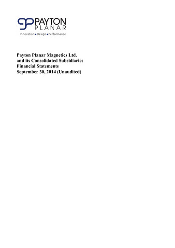 Miniature Payton Industries Bilan financier 2014-9m