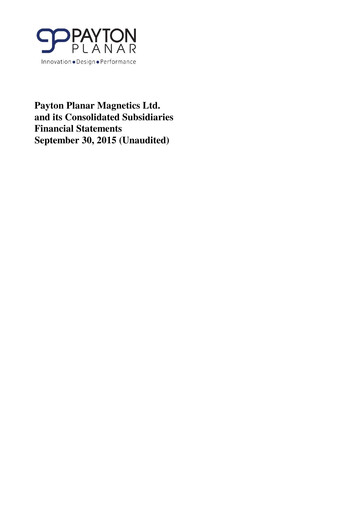 Miniature Payton Industries Bilan financier 2015-9m