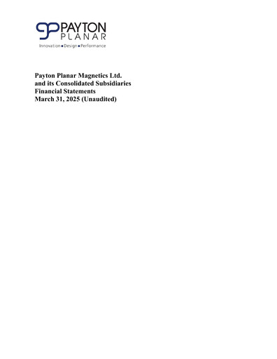 Miniature Payton Industries Bilan financier 2025-q1