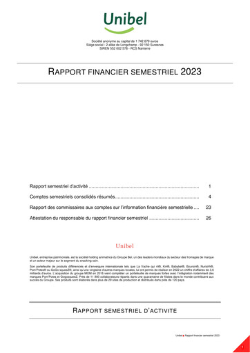 Thumbnail Unibel S.A. Half-year Report 2023-h1