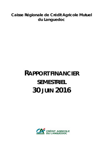 Thumbnail Caisse Régionale de Crédit Agricole Mutuel du Languedoc Half-year Report 2016-h1