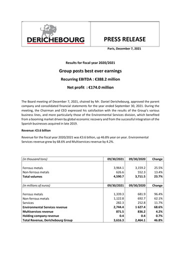 Vorschaubild Derichebourg Finanzbericht 2020-2021