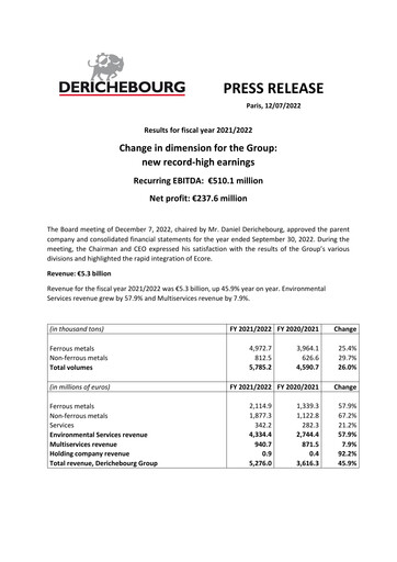 Vorschaubild Derichebourg Finanzbericht 2021-2022