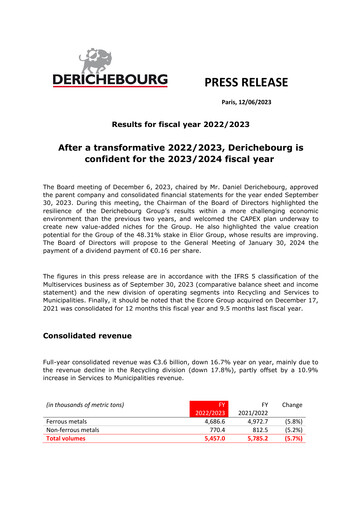 Vorschaubild Derichebourg Finanzbericht 2022-2023