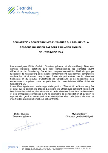 Thumbnail Électricite de Strasbourg Annual Report 2009