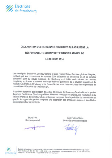 Thumbnail Électricite de Strasbourg Annual Report 2014