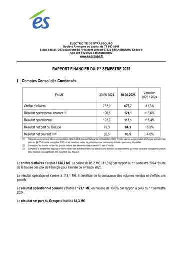 Thumbnail Électricite de Strasbourg Half-year Report 2025-h1