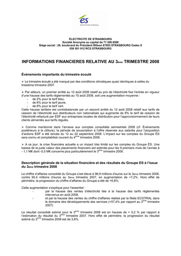 Vorschaubild Électricite de Strasbourg Quartalsbericht 2008-q3