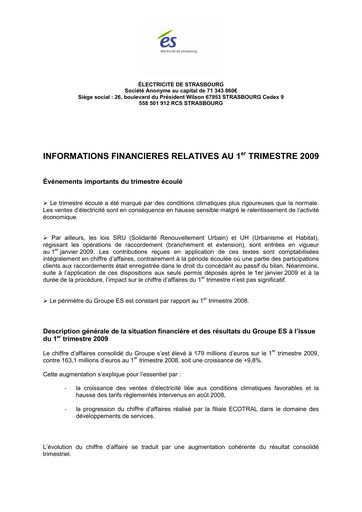 Vorschaubild Électricite de Strasbourg Quartalsbericht 2009-q1