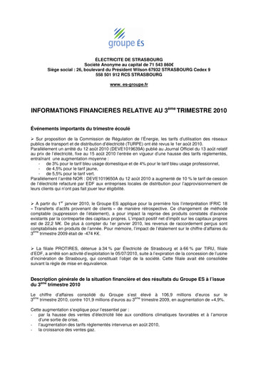 Vorschaubild Électricite de Strasbourg Quartalsbericht 2010-q3