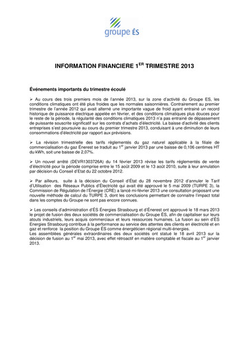 Vorschaubild Électricite de Strasbourg Quartalsbericht 2013-q1