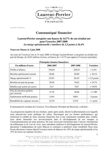 Miniature Laurent-Perrier Rapport financier 2007-2008