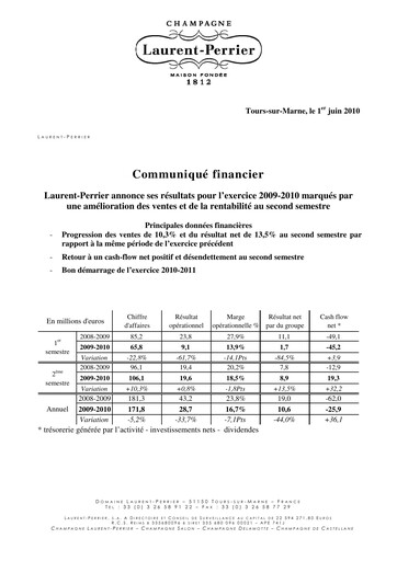 Miniature Laurent-Perrier Rapport financier 2009-2010