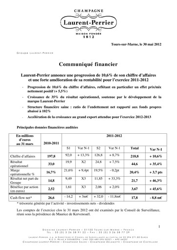 Miniature Laurent-Perrier Rapport financier 2011-2012