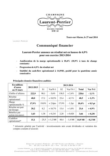Miniature Laurent-Perrier Rapport financier 2013-2014