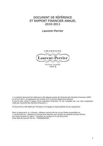 Vorschaubild Laurent-Perrier Universelles Registrierungsdokument 2010-2011