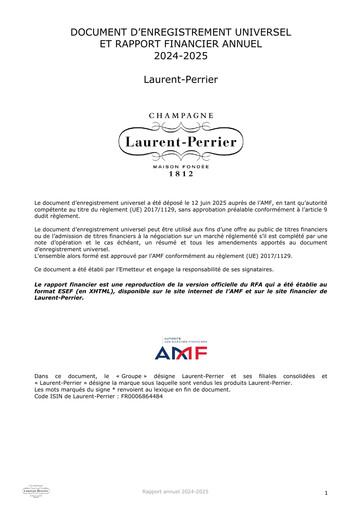 Vorschaubild Laurent-Perrier Universelles Registrierungsdokument 2024-2025