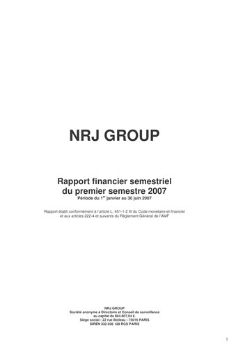 Vorschaubild NRJ Group Finanzbericht 2007-h1
