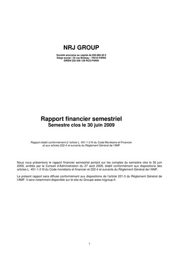 Vorschaubild NRJ Group Finanzbericht 2009-h1