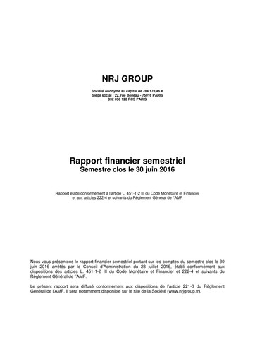 Vorschaubild NRJ Group Finanzbericht 2016-h1