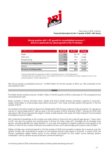 Thumbnail NRJ Group Quarterly Report 2018-q1