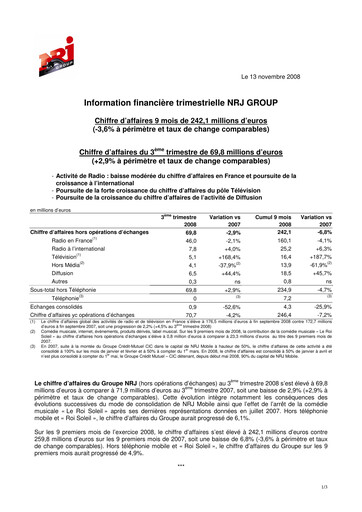 Thumbnail NRJ Group Quarterly Report 2008-q3