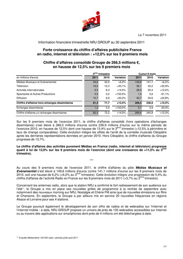 Thumbnail NRJ Group Quarterly Report 2011-q3