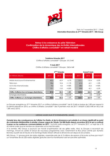 Thumbnail NRJ Group Quarterly Report 2017-q3