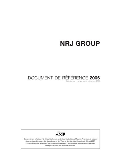 Vorschaubild NRJ Group Universelles Registrierungsdokument 2006
