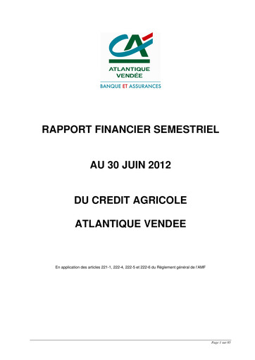 Miniature Caisse régionale de Crédit Agricole Mutuel Atlantique Vendée Rapport semestriel 2012-h1