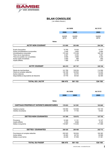 Thumbnail Groupe SAMSE Half-year Report 2006-h1
