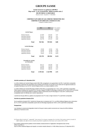 Thumbnail Groupe SAMSE Quarterly Report 2014-q4