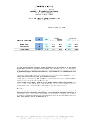 Thumbnail Groupe SAMSE Quarterly Report 2021-q1