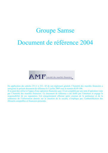 Thumbnail Groupe SAMSE Universal Registration Document 2004