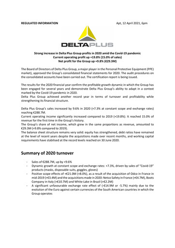 Miniature Delta Plus Group Rapport financier 2020