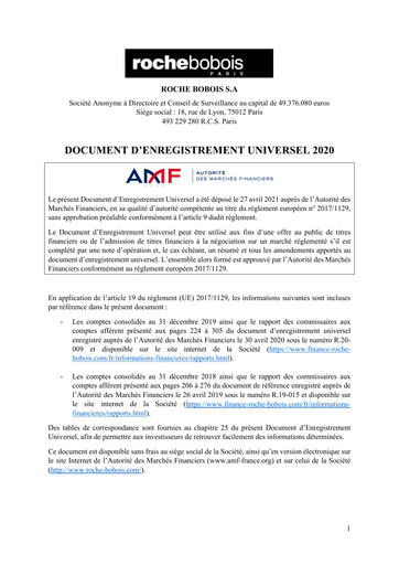 Thumbnail Roche Bobois Universal Registration Document 2020