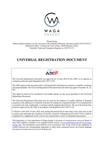 Thumbnail Waga Energy Universal Registration Document 2021