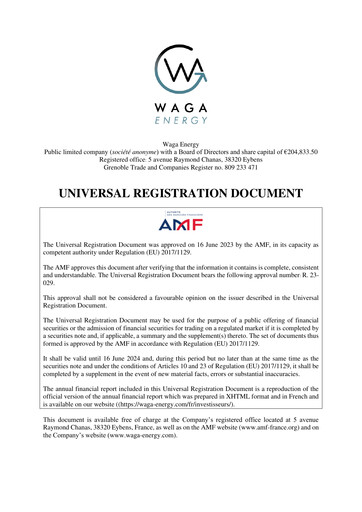 Thumbnail Waga Energy Universal Registration Document 2022