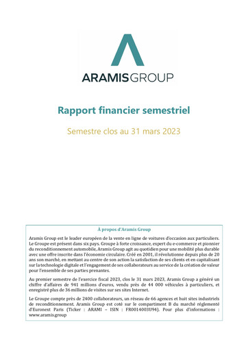 Miniature Aramis Group Rapport semestriel 2023-h1