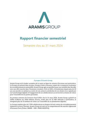 Miniature Aramis Group Rapport semestriel 2024-h1