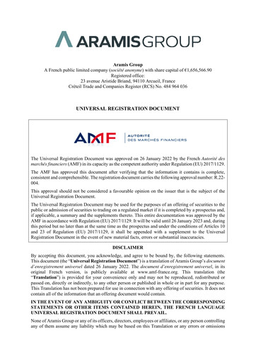 Miniature Aramis Group Document d'enregistrement universel 2021