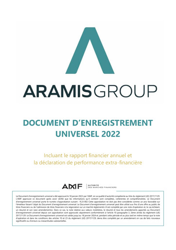 Miniature Aramis Group Document d'enregistrement universel 2022