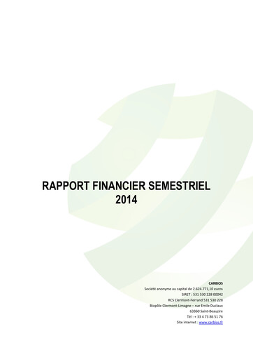 Vorschaubild Carbios SAS Halbjahresbericht 2014-h1