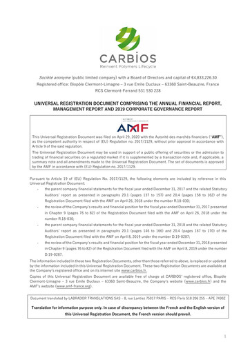 Vorschaubild Carbios SAS Universelles Registrierungsdokument 2019