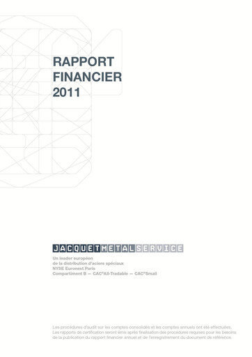 Thumbnail Jacquet Metals Financial Report 2011